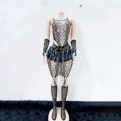 Skull fishnet hollow out tank cut out top
