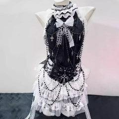 Bowknot beaded ruffle halter ruched top