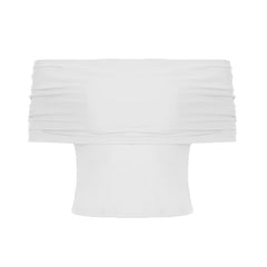 Short sleeve cowl neck ruched solid 2-way top