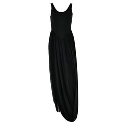 U neck ruched solid backless cami maxi dress-final-sale