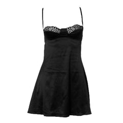 Lace hem satin ruched hollow out backless cami cut out mini dress-final-sale