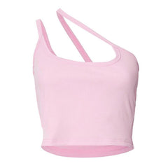 One shoulder ribbed irregular backless top