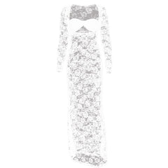 Long sleeve lace see through sweetheart neck maxi dress