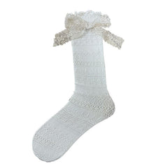 Ruffle bowknot lace contrast socks