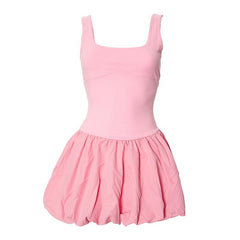 Square neck solid ruched backless cami mini dress