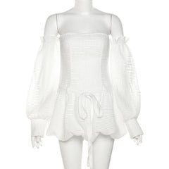 Backless self tie ruched textured gloves solid tube mini dress-final-sale
