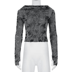Hoodie long sleeve hollow out cut out top