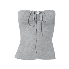 Halter sweetheart neck ruched bowknot ruffle top