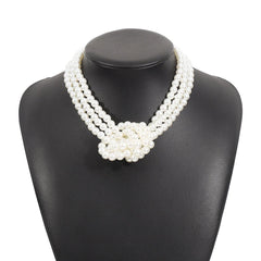 Layered beaded faux pearl necklace