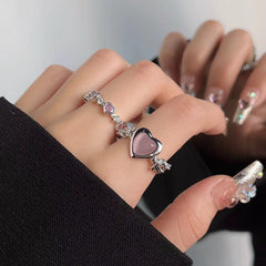 Heart rhinestone contrast ring