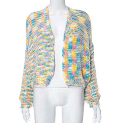 Knitted long sleeve contrast coat top-final-sale