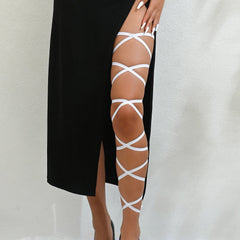 Wrapped solid hollow out cross thigh chain