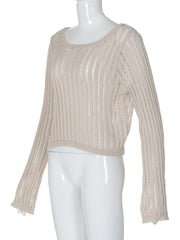Long sleeve u neck knitted solid top