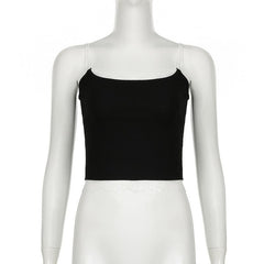 V neck lace hem backless contrast cami top