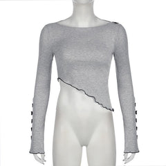 Long sleeve bowknot ruffle crop top
