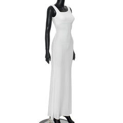 Sleeveless solid irregular maxi dress