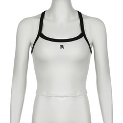 U neck "R" embroidery cami top