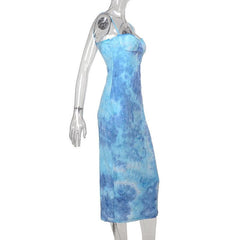Tie dye backless cami midi dress