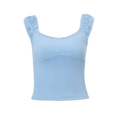 Ruched u neck bowknot ribbed cami top