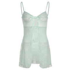 Lace mesh patchwork knotted solid cami top