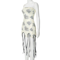 Print tassels slit tube mini dress