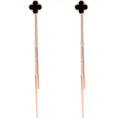 Four leaf clover tassels stud earrings
