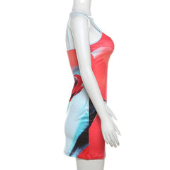 U neck contrast cami mini dress