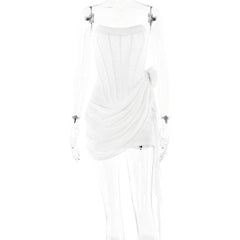 U neck bustier ruffle flower applique tube mini dress