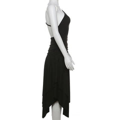 One shoulder hollow out ruched ruffle cut out midi dress-final-sale