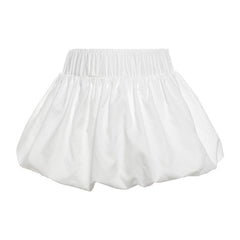 Ruched high rise solid bubble mini skirt