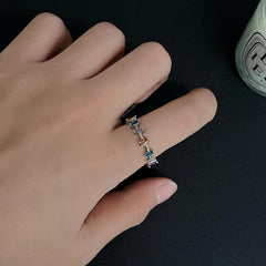 Multicolor rhinestone open ring