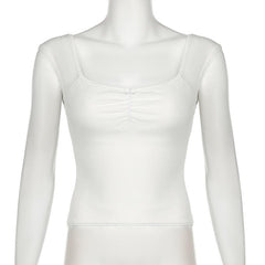 Cap sleeve ribbed bowknot textured lace hem top