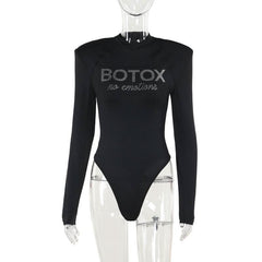 Crewneck long sleeve padded beaded bodysuit