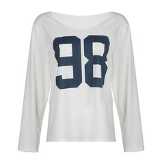 Long sleeve crewneck "98" print top