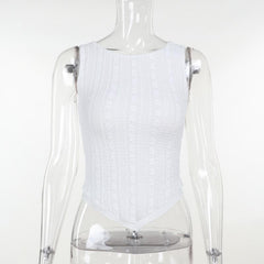 Crewneck textured ruffle solid tank top