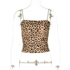 Spaghetti strap leopard print cami top