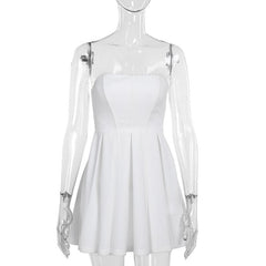 Bustier zip-up backless solid pleated tube mini dress