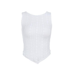 Crewneck textured ruffle solid tank top