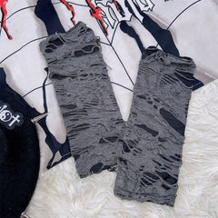 Hollow out cross decor leg warmer gloves