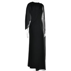 Irregular ruffle chiffon patchwork maxi dress