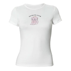 Crewneck short sleeve doll pattern contrast top