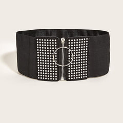 O ring zip-up black patchwork corset