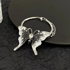 Butterfly applique rhinestone bracelet