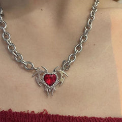 Heart decor metal chain necklace
