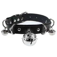 PU leather rivet o ring metal chain necklace