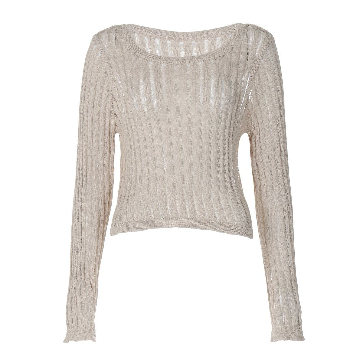 Long sleeve u neck knitted solid top
