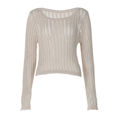 Long sleeve u neck knitted solid top