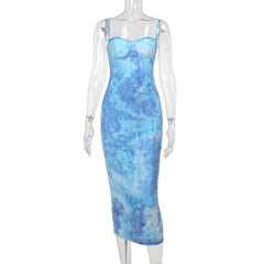 Tie dye backless cami midi dress