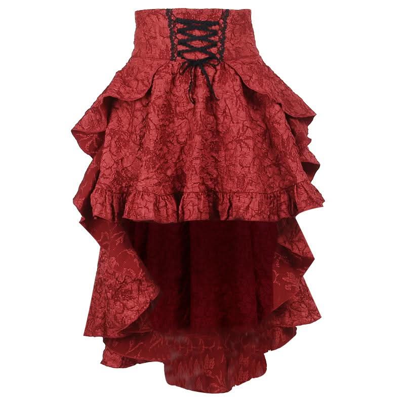Lace up corset ruffle textured zip-up mini skirt