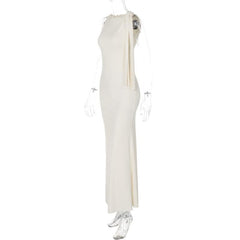 Ruffle irregular ruched 2-way maxi dress